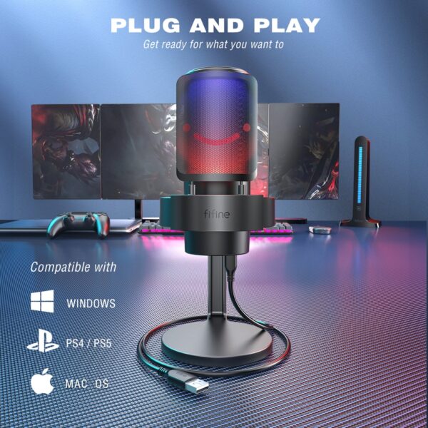 Microfone Fifine AmpliGame A8 Preto RGB - Image 4